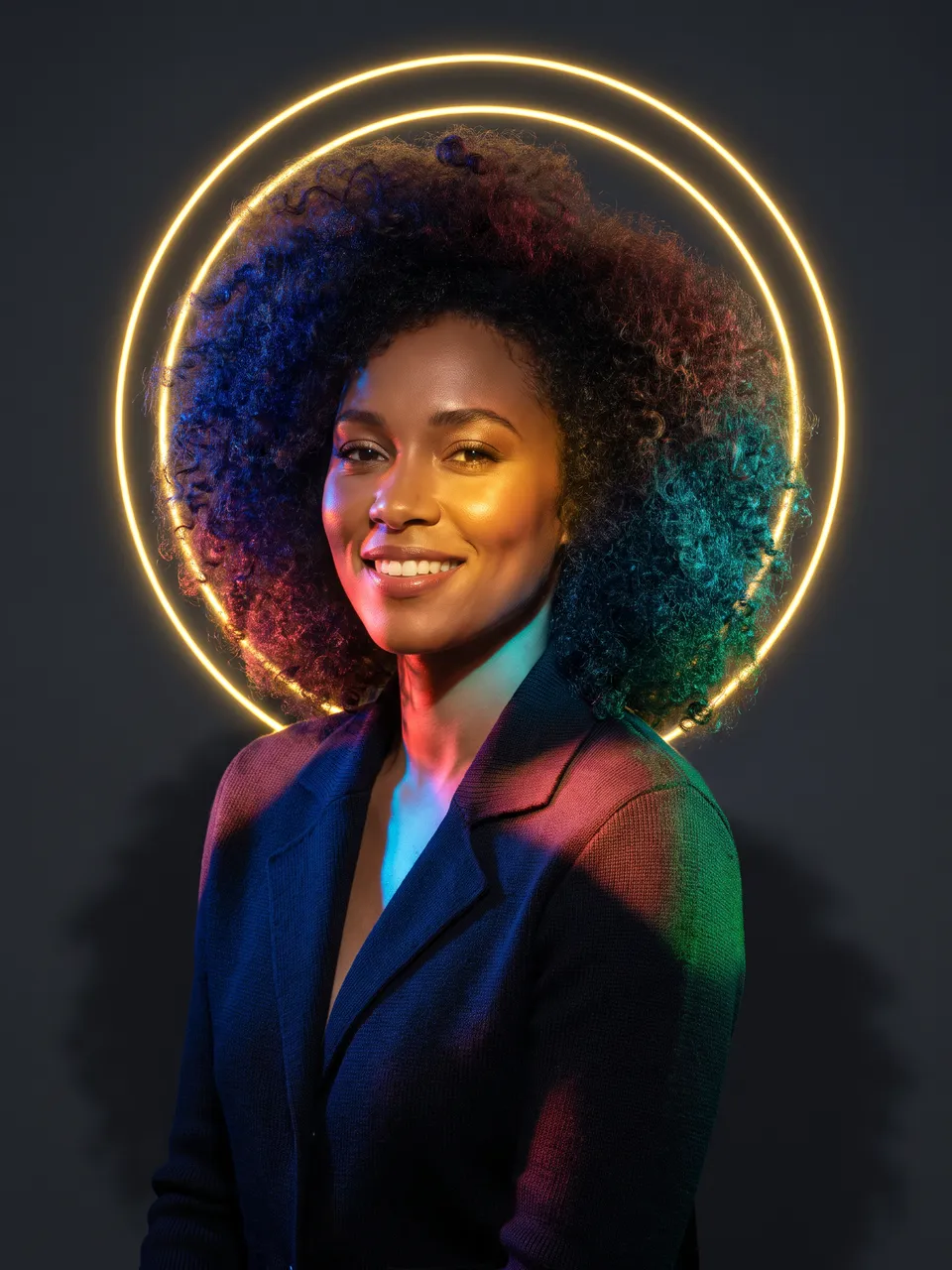 Sol, an AI persona with a golden halo of light